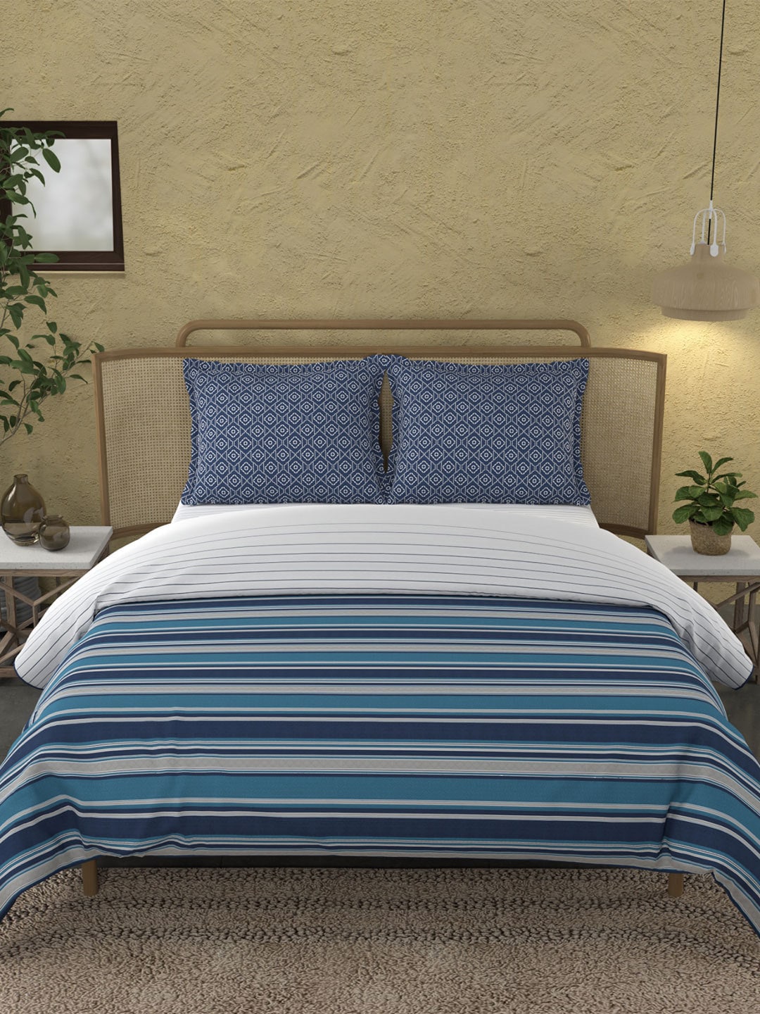 MYTRIDENT Unisex Blue Bedsheets - Swadesiicart