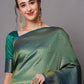 Mitera Teal & Gold-Toned Woven Design Zari Silk Blend Banarasi Saree | Swadesiicart