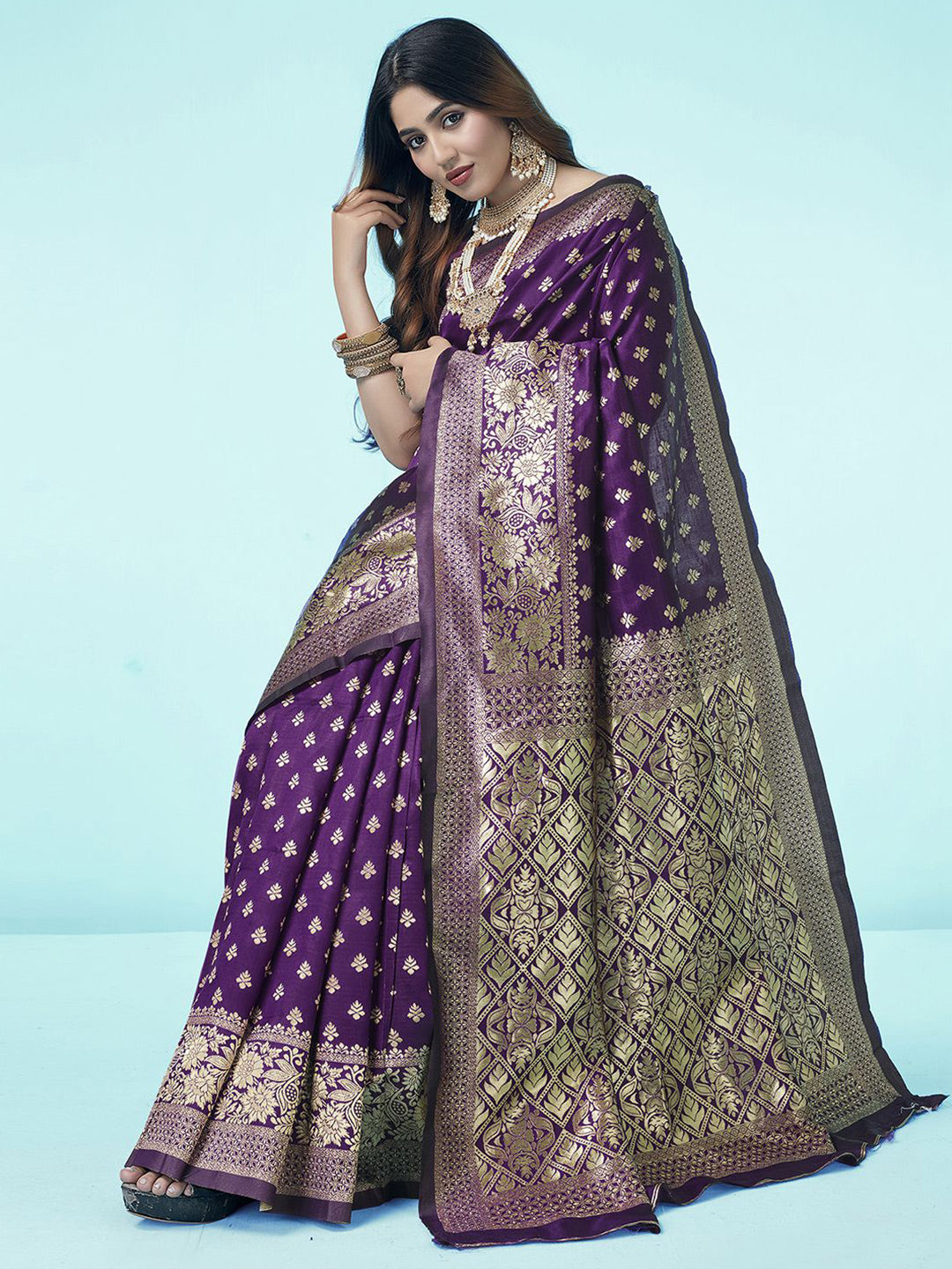 Kalini Ethnic Woven Design Zari Art Silk Banarasi Saree | Swadesiicart