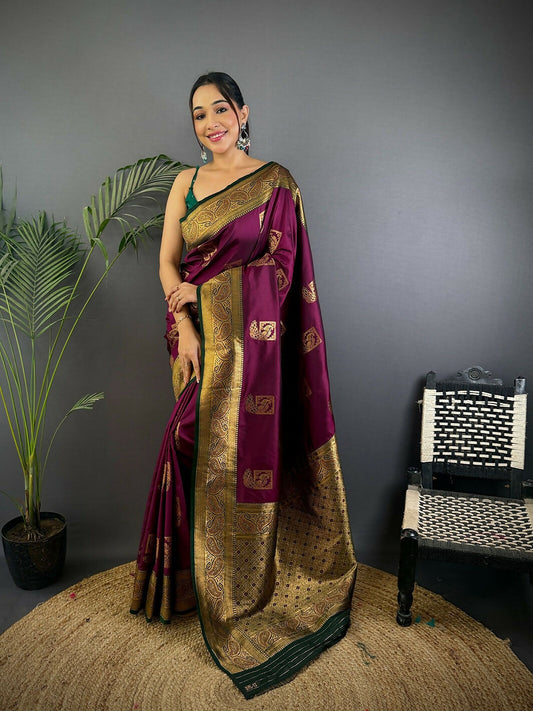 Joban Fashion Black Peacock Banarasi Silk Sarees | Swadesiicart