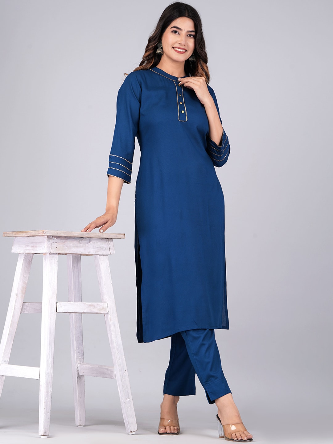 Kalini Regular Gotta Patti Kurta With Trousers - Swadesiicart