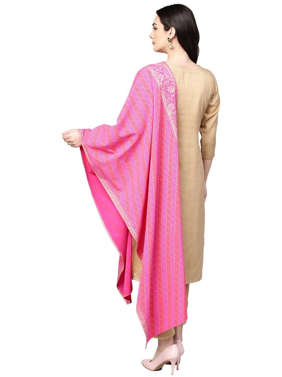 Ahalyaa Women's Faux Silk Kurta Pant Set with Traditional Bandhini Print Dupatta | Swadesiicart