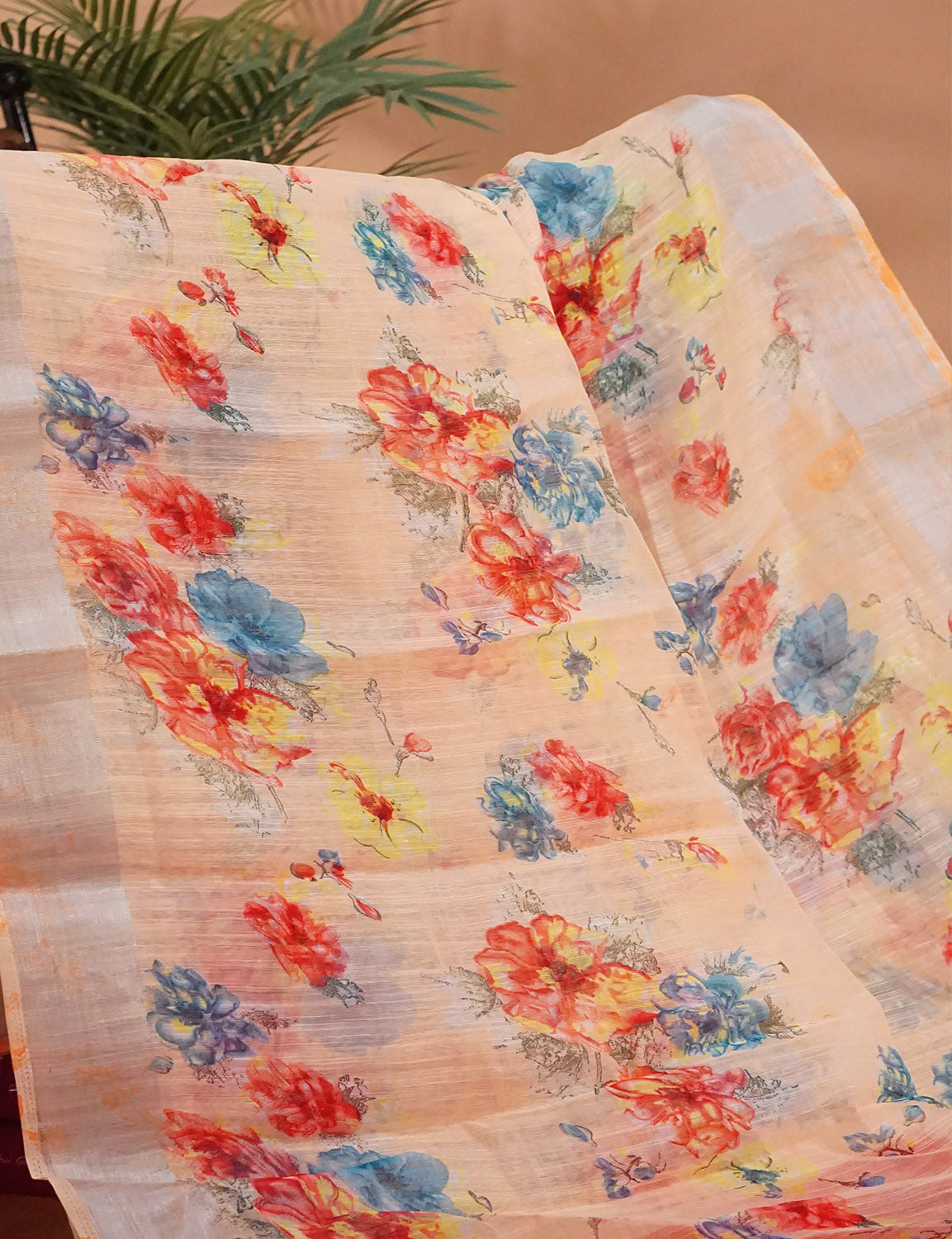 Light Peach And Orange Colour Semi Chanderi Saree By Gayathri Reddy Designer Studio | Swadesiicart