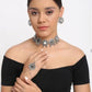 Tehzeeb Creations Women's Silver Plated Oxidised Necklace Set With Bracelet - Swadesiicart