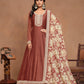 Anaita Coffee Embroidered Art Silk Anarkali Suit