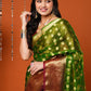 Anouk Green Paisley Woven Design Zari Organza Banarasi Saree | Swadesiicart