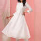 Juniper Womens White Cotton Chanderi Embellished A-Line Kurta - Swadesiicart