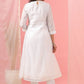 Juniper Womens White Cotton Chanderi Embellished A-Line Kurta - Swadesiicart