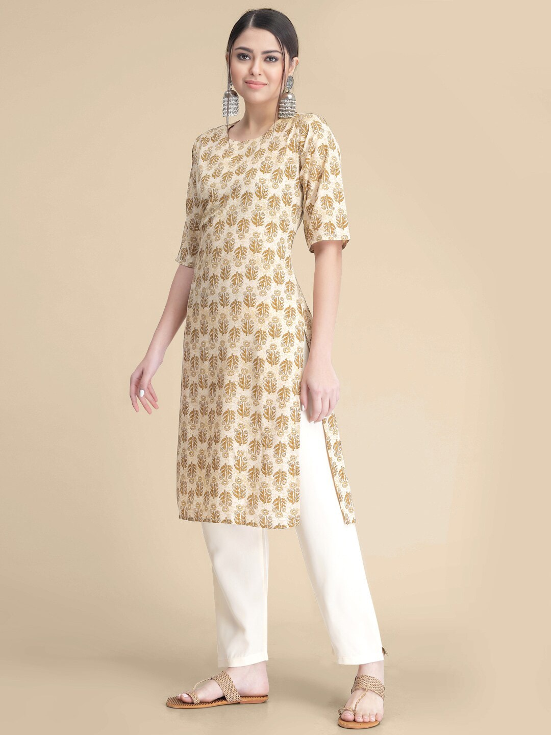 Kalini Floral Printed Regular Kurta with Trousers - Swadesiicart