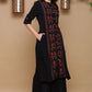 Juniper Womens Black Rayon Slub Printed Kurta | Swadesiicart