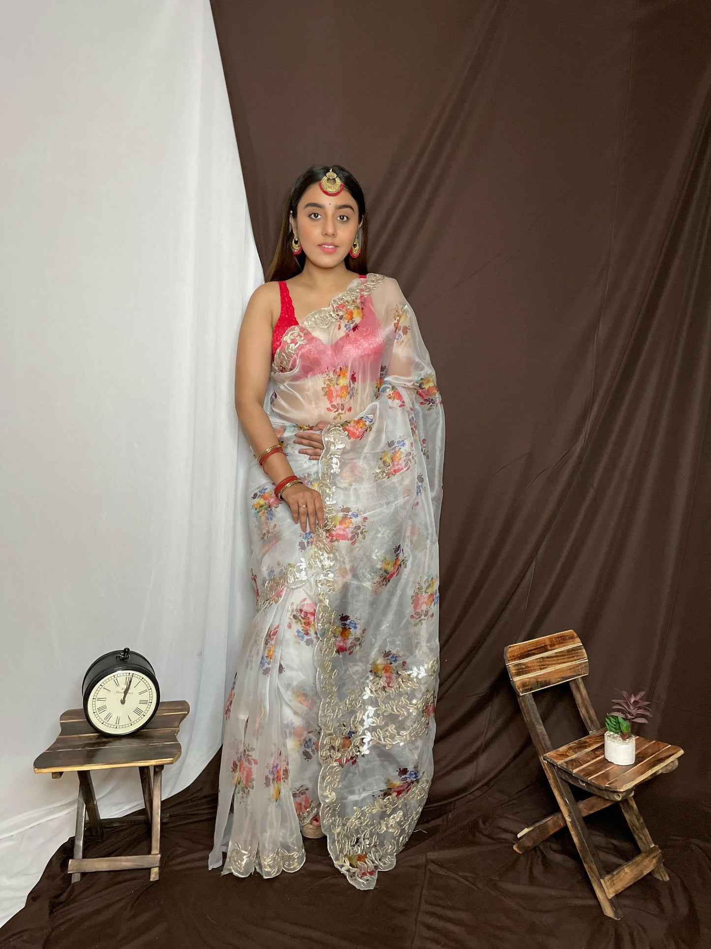 Vamsee Yashodha Yellow Organza Saree - Swadesiicart