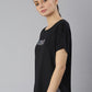 MKH Women Black Typography Extended Sleeves Dri-FIT Sports T-shirt - Swadesiicart