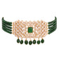 Saraf RS Jewellery Gold-Polished White & Green American Diamond Studded Choker Jewellery Set | Swadesiicart