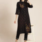 Juniper Womens M-Black Rayon Slub Printed Kurta - Swadesiicart