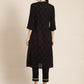 Juniper Womens M-Black Rayon Slub Printed Kurta - Swadesiicart