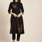 Juniper Womens M-Black Rayon Slub Printed Kurta - Swadesiicart