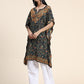 HOUSE OF KARI Ethnic Motifs Printed Chikankari Embroidery Cotton Kaftan Kurta | Swadesiicart