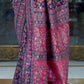 Mitera Navy Blue & Pink Floral Zari Silk Blend Banarasi Saree | Swadesiicart