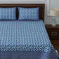 LIVING ROOTS Blue & White Ethnic Motifs 210 TC King Bedsheet With 2 Pillow Covers - Swadesiicart