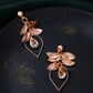 NVR Women Rose Gold Leaf Shaped Drop Earrings | Swadesiicart