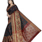 Vamika Banarasi Jaquard Black & Red Weaving Saree | Swadesiicart