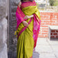 Very Much Indian Handloom Cotton Viscose Ilkal Saree - Bright Green | Swadesiicart