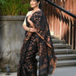 Beatitude Black Cotton Floral Jamdani Saree