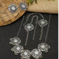 Tehzeeb Creations Women's Silver Plated Oxidised Necklace Set With Bracelet - Swadesiicart