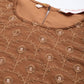 All About You Women Brown Ethnic Motifs Embroidered Chikankari Kurta with Palazzos | Swadesiicart
