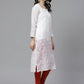 ADA Women White Chikankari Embroidered Sustainable Handloom Kurta with Churidar | Swadesiicart