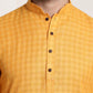 Sojanya Men Mustard Yellow Dobby Self-Checked Straight Kurta | Swadesiicart