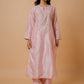 HOUSE OF KARI Floral Embroidered Silk Chikankari Kurta | Swadesiicart