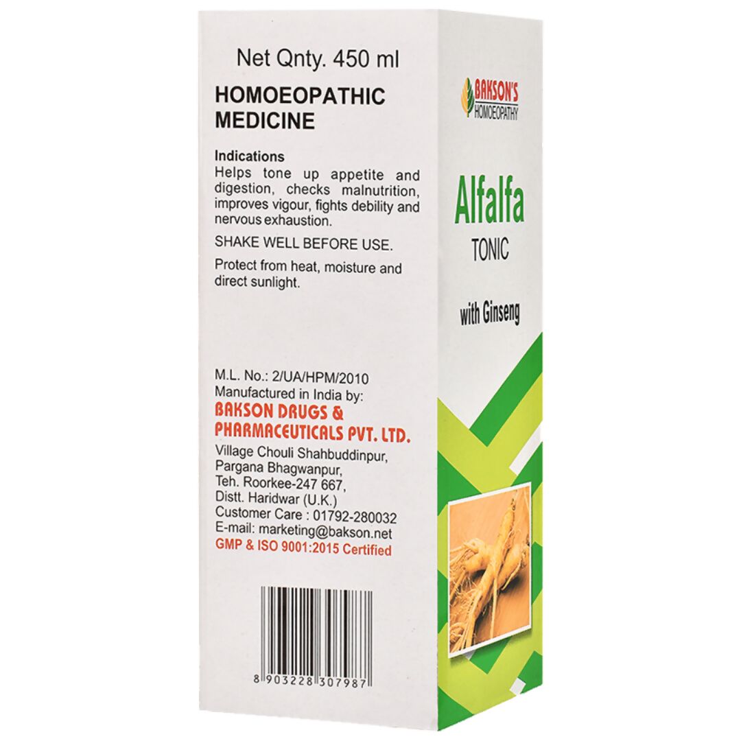 Bakson's Homeopathy Alfalfa Tonic with Ginseng | Swadesiicart