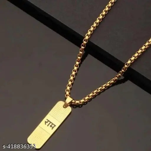 Tehzeeb Creations Brass Bhagwan Ram Name Pendant In Golden Colour | Swadesiicart