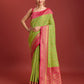 Monjolika Fashion Glamour And Tradition With This Parrot Green Color Zari Woven Banarasi Tissue Silk Saree | Swadesiicart