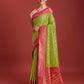 Monjolika Fashion Glamour And Tradition With This Parrot Green Color Zari Woven Banarasi Tissue Silk Saree | Swadesiicart