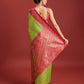 Monjolika Fashion Glamour And Tradition With This Parrot Green Color Zari Woven Banarasi Tissue Silk Saree | Swadesiicart