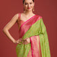 Monjolika Fashion Glamour And Tradition With This Parrot Green Color Zari Woven Banarasi Tissue Silk Saree | Swadesiicart