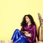 InWeave Women's Wine Navy Brocade Satin Boho Blue Palazzo Set - Swadesiicart