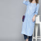 HERE&NOW Women Blue & White Paisley Printed Cotton Kurta - Swadesiicart