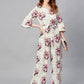 Juniper Women Offwhite Rayon Slub Printed Regular Jumpsuit - Swadesiicart