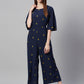 Juniper Women Darkblue Micro Poly Embroidered Regular Jumpsuit - Swadesiicart