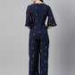 Juniper Women Darkblue Micro Poly Embroidered Regular Jumpsuit - Swadesiicart