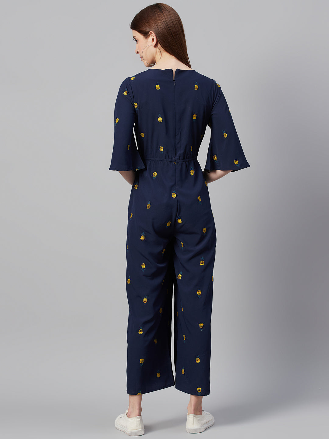 Juniper Women Darkblue Micro Poly Embroidered Regular Jumpsuit - Swadesiicart