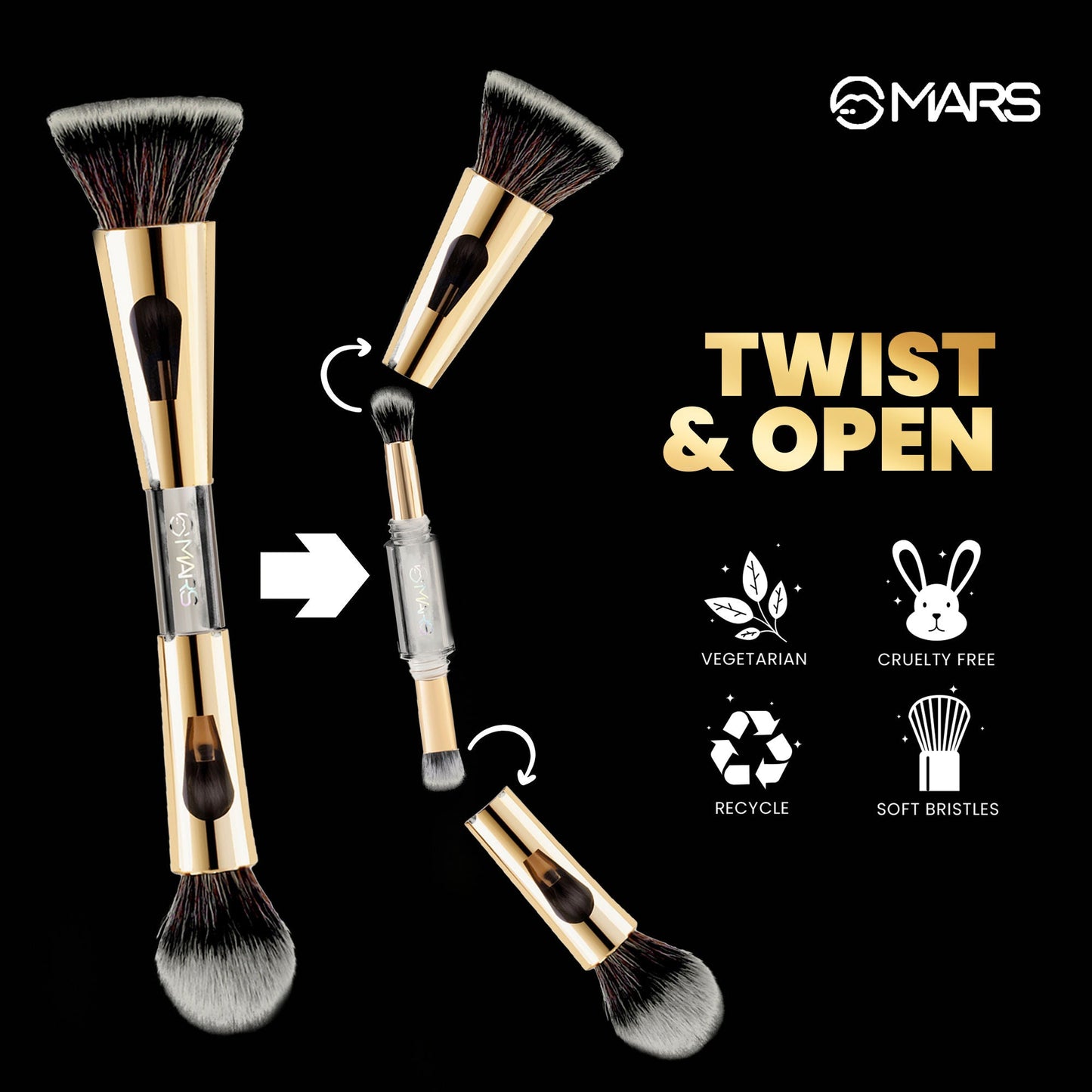 MARS Cosmetics 4 In 1 Travel Brush - Swadesiicart