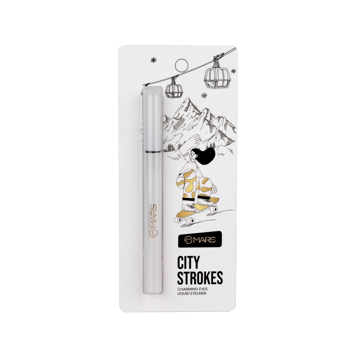 MARS Cosmetics City Stroke Charming Eyes Liquid Eyeliner - 01 White - Swadesiicart