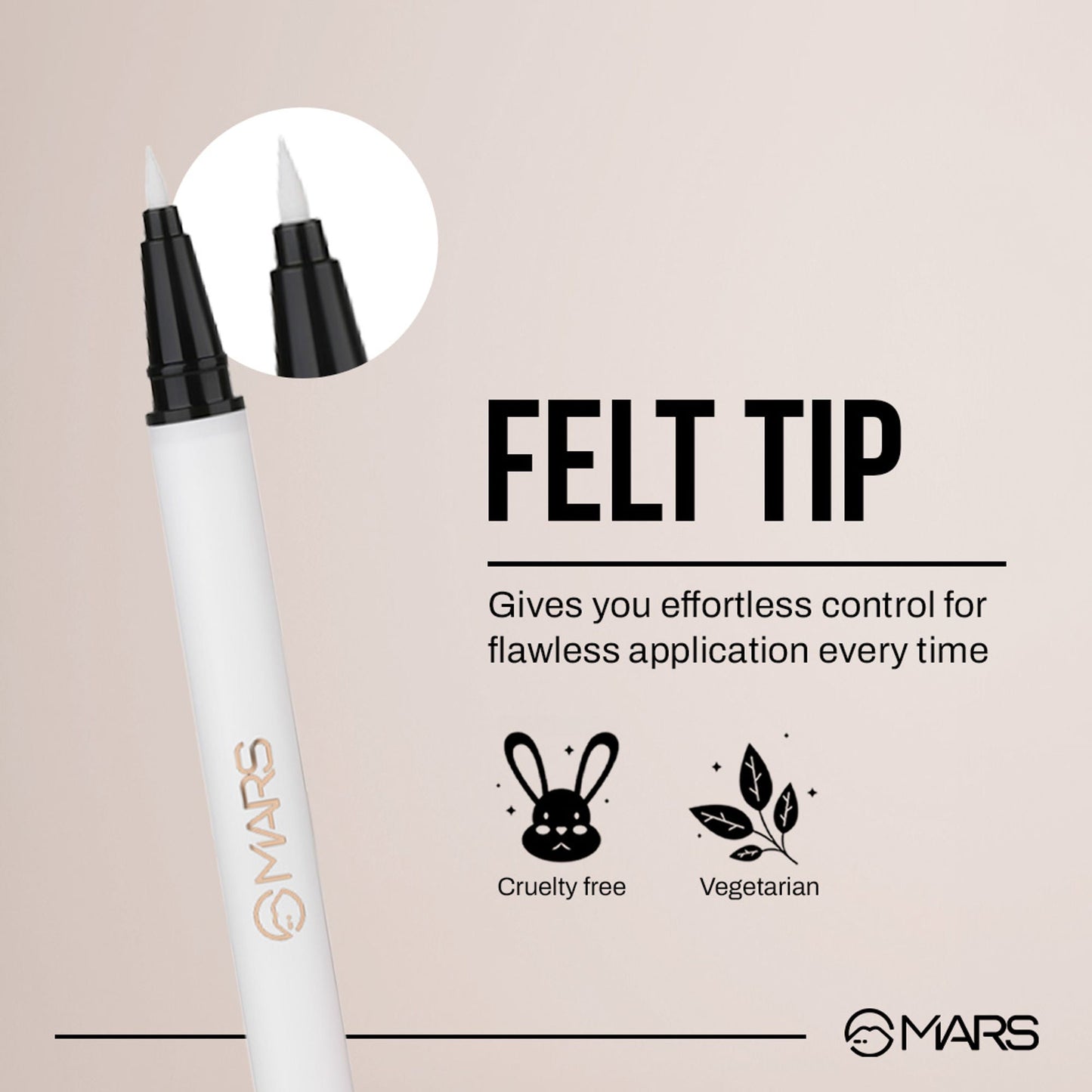 MARS Cosmetics City Stroke Charming Eyes Liquid Eyeliner - 01 White - Swadesiicart