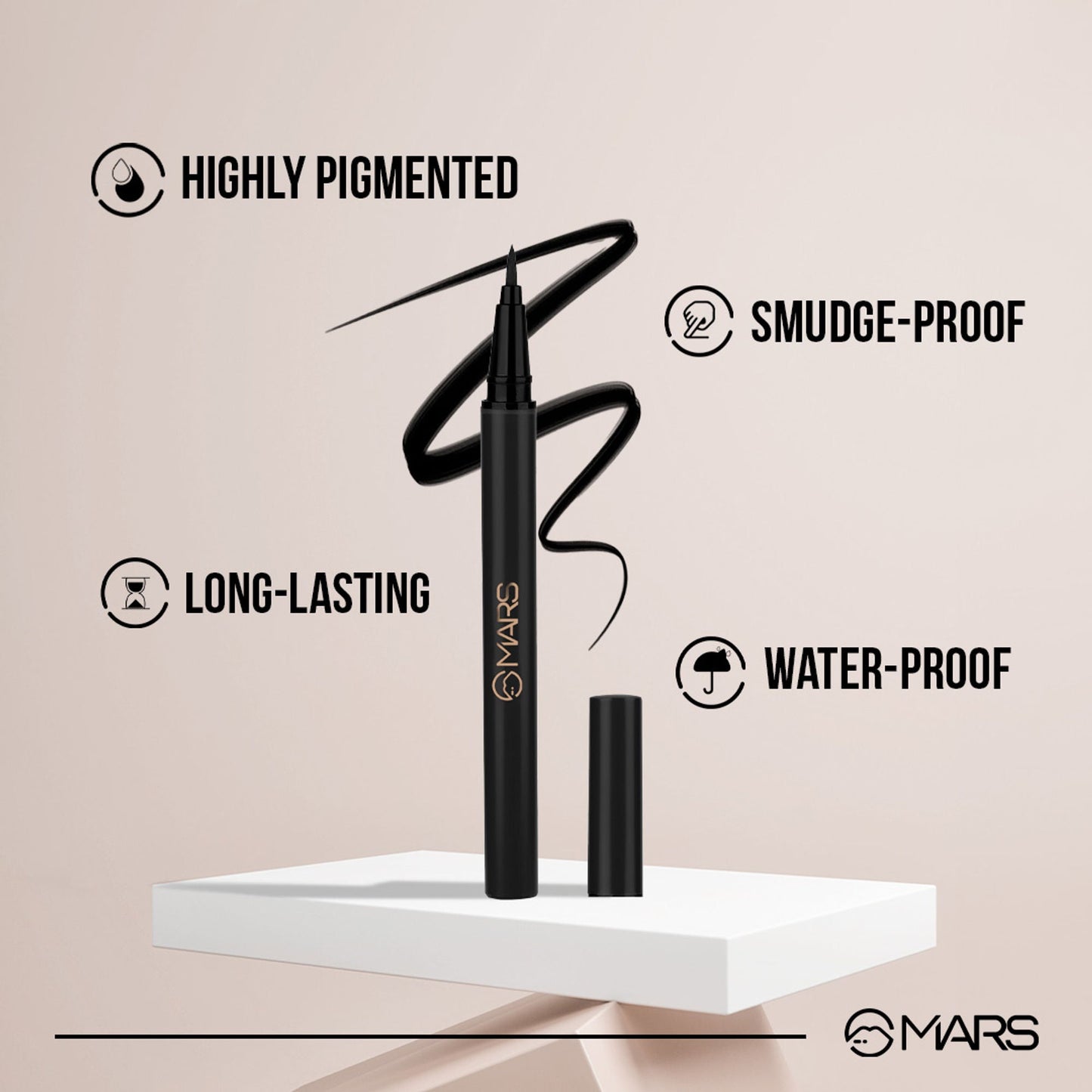 MARS Cosmetics City Stroke Charming Eyes Liquid Eyeliner - 04 Black - Swadesiicart