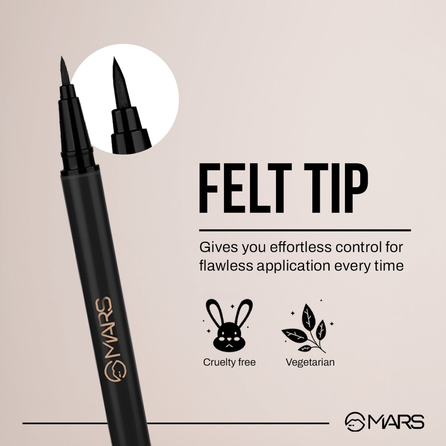 MARS Cosmetics City Stroke Charming Eyes Liquid Eyeliner - 04 Black - Swadesiicart