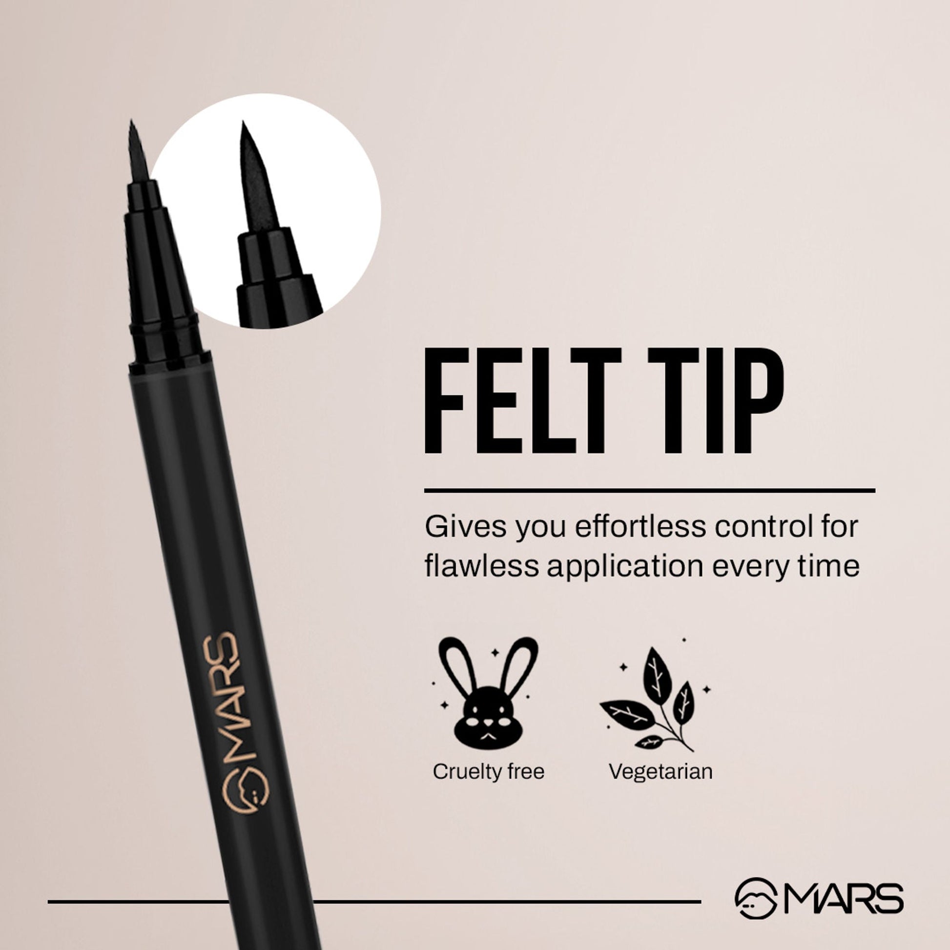 MARS Cosmetics City Stroke Charming Eyes Liquid Eyeliner - 04 Black - Swadesiicart